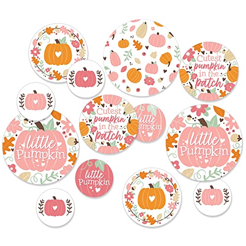 Big Dot of Happiness Girl Little Pumpkin – Herbst Geburtstag Party oder Babyparty Riesen Kreis Konfetti – Party Dekorationen – Großes Konfetti 27 Stück von Big Dot of Happiness