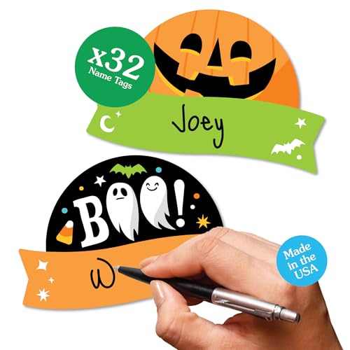 Big Dot of Happiness Gruseliges Halloween – DIY Blanko Papier Schreibtisch oder Spind Etiketten – Klassenzimmer Namensschilder – Set mit 32 Stück von Big Dot of Happiness