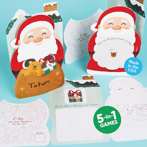 Big Dot of Happiness Jolly Weihnachtsmann-Aktivitätsbücher, Weihnachtsspiele für Kinder, Aktivitäts-Malbuch, Wortsuche, Weihnachts-Labyrinth, 5-in-1-Weihnachtsspiel-Bundle, 10er-Set von Big Dot of Happiness