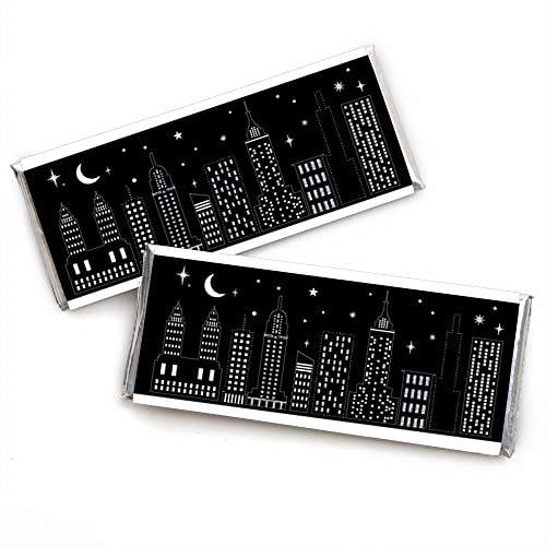 Big Dot of Happiness Nighttime City Skyline – Candy Bar Wrapper New York Partygeschenke – Set mit 24 Stück von Big Dot of Happiness