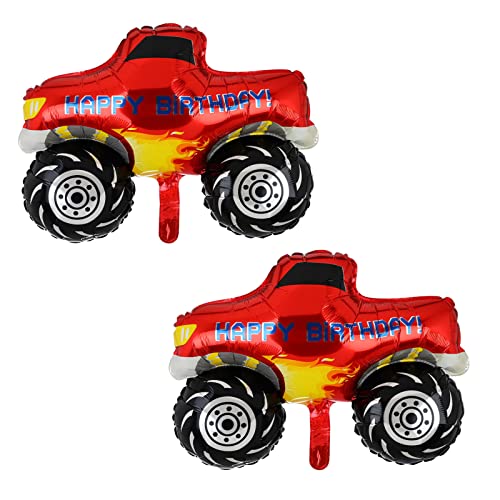 2 Stück Riesen Rot Monster Truck Party Luftballons Groß Aluminium Ballon Auto Helium Folienballons Jungen KinderGeburtstag Party Deko Liefert Rennwagen von Big Eye Owl