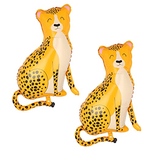 2Pcs Big Leopard Balloons Cartoon Cheetah Shaped Foil Animal Balloons Woodland Jungle Safari Theme Kids Birthday Party Decorations von Big Eye Owl