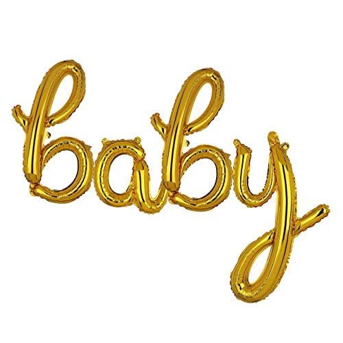 40 CM Gold Baby Ballon Folie Buchstaben Luftballon Kursiv Mylar Alphabet Banner Helium Folienballon Babyparty Jubiläum Hochzeit Geburtstag Party Deko Lieferungen klein von Big Eye Owl