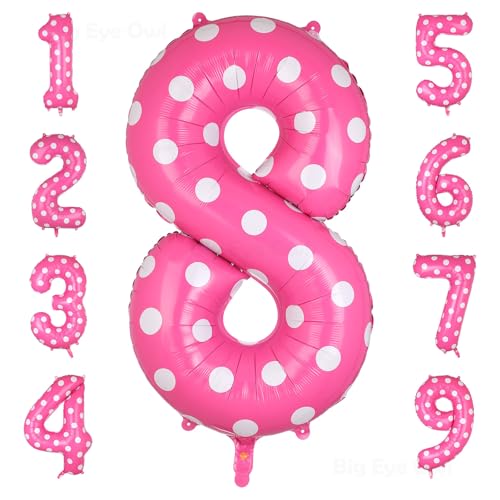 XXL Rosa Zahl 8 Luftballon GroßE Folie Mylar Helium Zahlen 8 Pink Folienballons Prinzessin Party Deko Kinder Geburtstags 100cm von Big Eye Owl