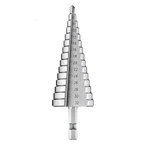 Stufenbohrer für Metall, [Ø 4-32 MM], kegelbohrer, metallbohrer stufenbohrer metall, lochbohrer, Kunststoff & Holz - Profi HSS Kegelbohrer - Schälbohrer 6.35mm Schaft - Blechbohrer Step Drill Bit von BigCheer