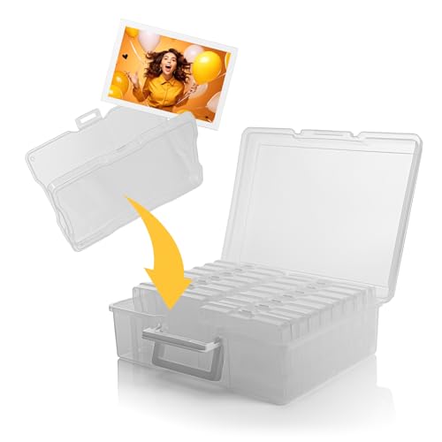 BigDean Fotoaufbewahrungsbox mit 16 Fächern – Foto Organizer für Bilder, Karten, Bürobedarf uvm. – Fotobox BPA-frei & aus robustem Kunststoff – ideal als Aufbewahrungsbehälter geeignet von BigDean