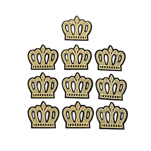 BigKing DIY-Patch, 10 Stück Mehrzweck-Krone, bestickter Patch, Schattierung, Flecken, Schäden, Goldener DIY-Kronen-Patch für Kleidung, Handtaschen, Hüte, Hosen von BigKing