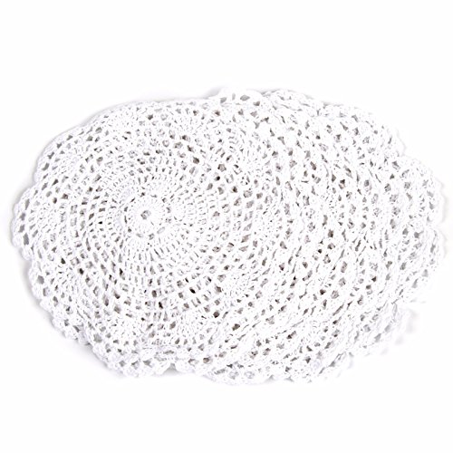 BigTron 10pcs Handgehäkelte Doilies - 20 cm Tischdecke für Partydekoration(Weiß) von BigTron