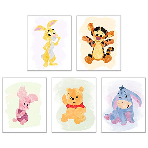 BigWig Prints Winnie Puuh Aquarell-Kunstdrucke für Kinderzimmer, 5 Fotos, 20,3 x 25,4 cm, Ferkel, Tigger, I-Aah, Kaninchen, Kinder-Wanddekoration von BigWig Prints