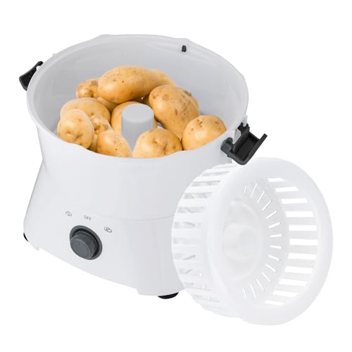 Kartoffelschälmaschine 85W Kartoffelschäler Elektrisch Mit Transparentem Deckel Electric Potato Peeler,Edelstahl Klinge,Für Küchen, Restaurants Und Fast Food Restaurants(Weiß) von Biggittig