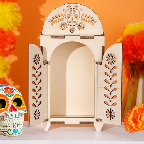 Dia De Los Muertos Ofrenda Shadow Box, vormontierte Holz-Tag-der-Toten-Dekorationen, DIY-Erinnerungs-Bilderrahmen für Ofrenda-Altar-Dekor von Bigmeta