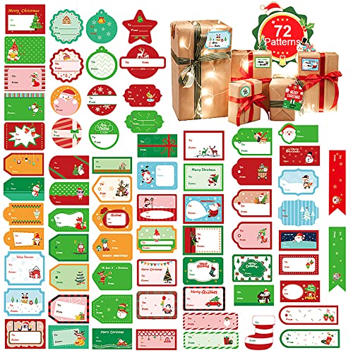 Bigqin 144 Stück Aufkleber Weihnachten, Weihnachtsaufkleber zum Beschriften, Weihnachten Etiketten Selbstklebend, Weihnachtssticker Geschenkaufkleber für Umschlag Verpackung Geschenk von Bigqin