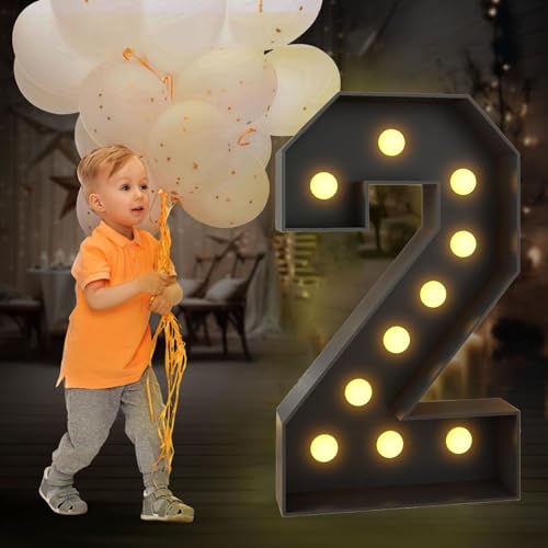 Gaint Festzelt-Zahlen For Geburtstagsdekorationen, Jubiläums-Party-Dekoration, 1,2 M, Leuchtende Zahlen, Buchstaben, Mosaik-Zahlen For Luftballons(Color:Numeric 2,Size:100cm) von BiiKoon