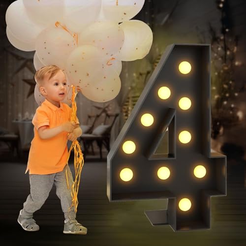 Gaint Festzelt-Zahlen For Geburtstagsdekorationen, Jubiläums-Party-Dekoration, 1,2 M, Leuchtende Zahlen, Buchstaben, Mosaik-Zahlen For Luftballons(Color:Numeric 4,Size:70cm) von BiiKoon