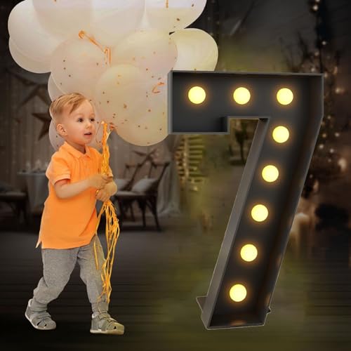 Gaint Festzelt-Zahlen For Geburtstagsdekorationen, Jubiläums-Party-Dekoration, 1,2 M, Leuchtende Zahlen, Buchstaben, Mosaik-Zahlen For Luftballons(Color:Numeric 7,Size:100cm) von BiiKoon