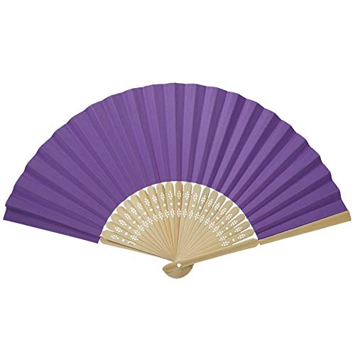 Biitfuu Faltfächer Handheld Papier Bambusrippen Malerei Fans für Hochzeitsfeier Dekoration(Lila) von Biitfuu