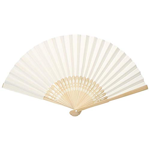 Faltfächer Handheld Papier Bambusrippen Malerei Fans für Hochzeitsfeier Dekoration (Beige) von Biitfuu