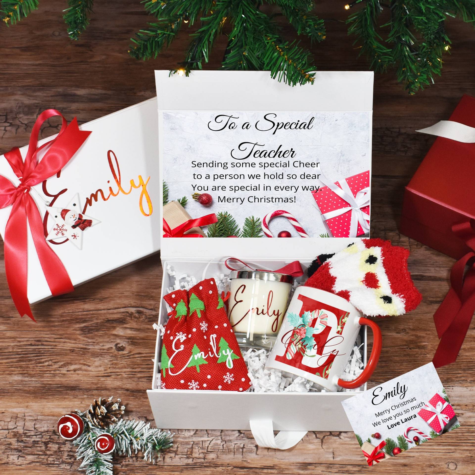 Personalisierte Weihnachtsgeschenkbox Für Lehrer, Luxus Weihnachtsgeschenk Set, Gefüllte Weihnachtsgeschenkbox, Weihnachtsgeschenk von BijouxLucy