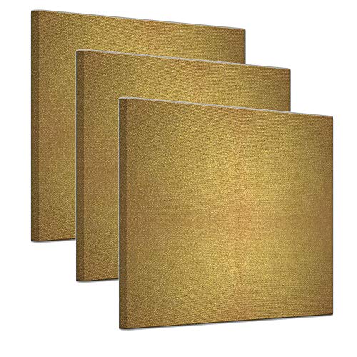 Leinwand in gold, bemalbare Premiumqualität, aufgespannt auf Galerie Keilrahmen - Echtholz - Quadrat-Format - 3er SET je 20x20 cm - 310g/m² - fertig gerahmt, 7 Farben verfügbar von Bilderdepot24