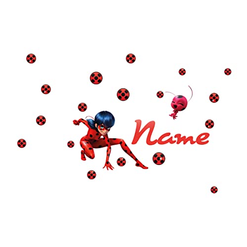 Bilderwelten Wandtattoo Kinderzimmer Miraculous Ladybug Wunschname - Wandsticker Wanddeko Wandaufkleber Kinder 60cm x 100cm von Bilderwelten