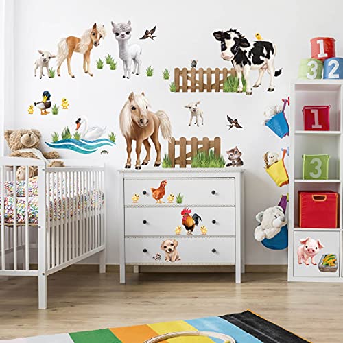 Wandtattoo Kinderzimmer - Animal Club International - Tiere auf dem Bauernhof Mega Set, Größe:30cm x 45cm von Bilderwelten