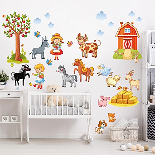 Wandtattoo Kinderzimmer Kleines Bauernhof-Set, Größe HxB:40cm x 60cm von Bilderwelten