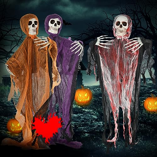 Bilivry Halloween Skelett Deko,3PCS Halloween Dekorationen Garten Gruselig,80cm/31.5inch Skelett Halloween Deko,Geeignet für Innen, Außen,Garten,Deko Halloween Party von Bilivry