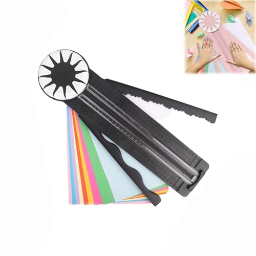 Paper Craft Kantenschneider, 12 in 1 Rotations-Papierschneider, Papierkantenschneider mit 12 Schneidklingenköpfen, 360° Drehbarer Kantenschneider für DIY Scrapbooking Fotokarte (Schwarz) von Bimhayuu