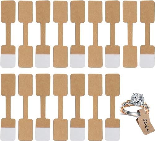 Preisschilder Anhänger Etiketten Kraftpapier Schmuck Preisschilder Aufkleber Preisetiketten Preisschilder Etiketten Selbstklebend 6x1,2cm Preisaufkleber für Halskette Ring Schmuck Display (100STK) von Bimhayuu