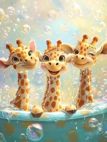 Bimkole DIY 5D Diamond Painting Kits Zubehör, Diamant Malerei Kit Giraffe Voll Runde Bohrer Malen nach Zahlen Malerei Stickerei Kreuzstich Diamond Dekoration 30X40 cm tt1842 von Bimkole