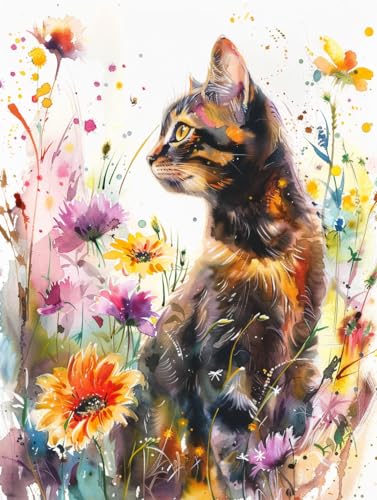 Bimkole DIY 5D Diamond Painting Kits Zubehör, Diamant Malerei Kit Katze Voll Runde Bohrer Malen nach Zahlen Malerei Stickerei Kreuzstich Diamond Dekoration (30X40cm) QG2182 von Bimkole