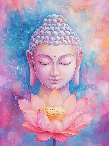 Bimkole DIY 5D Diamond Painting Kits Zubehör Buddha, Lotus Diamant Malerei Kit Voll Runde Bohrer Malen nach Zahlen Malerei Stickerei Kreuzstich Diamond Dekoration 30x40 cm von Bimkole