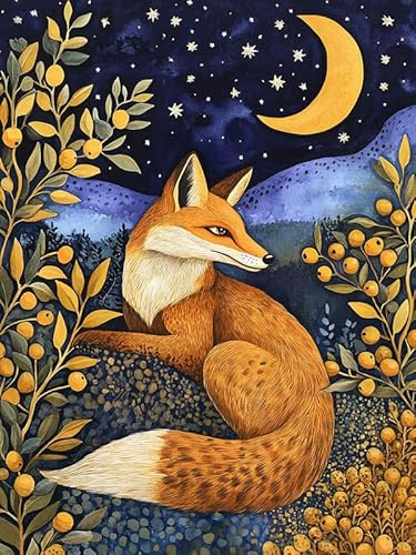 Bimkole DIY 5D Diamond Painting Kits Zubehör Fuchs, Tiermond Diamant Malerei Kit Voll Runde Bohrer Malen nach Zahlen Malerei Stickerei Kreuzstich Diamond Dekoration 30x40 cm von Bimkole