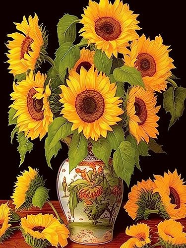 Bimkole DIY 5D Diamond Painting Kits Zubehör Sonnenblume, Blumenstrauß Diamant Malerei Kit Voll Runde Bohrer Malen nach Zahlen Malerei Stickerei Kreuzstich Diamond Dekoration 30X40cm von Bimkole