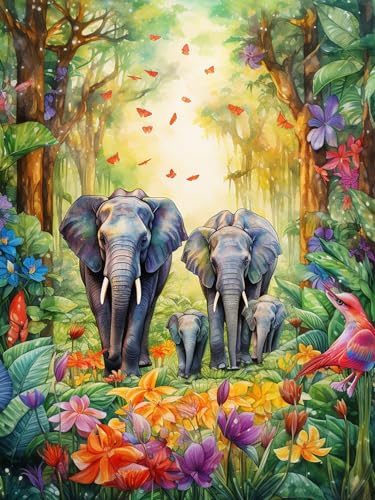 Bimkole DIY 5D Diamond Painting Zubehör, Diamant Malerei Kit Elefant Voll Runde Bohrer Malen nach Zahlen Malerei Stickerei Kreuzstich Diamond Dekoration (30X40cm) aL333 von Bimkole