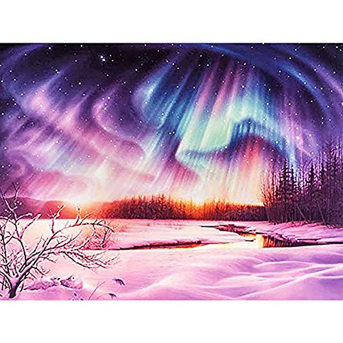 Bimkole DIY 5D Diamond Painting Zubehör Aurora Schnee, Abstraktes Gemälde Diamant Malerei Kit Voll Runde Bohrer Malen nach Zahlen Malerei Stickerei Kreuzstich Diamond Dekoration, (30x40 cm) von Bimkole