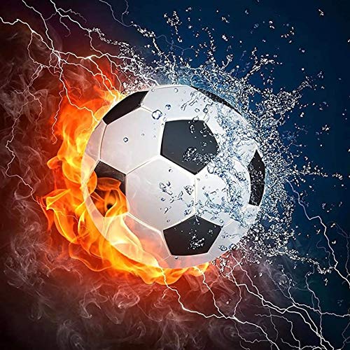 Bimkole DIY 5D Diamond Painting Zubehör Fußball, Wasser Feuer Kunstmalerei Diamant Malerei Kit Voll Runde Bohrer Malen nach Zahlen Malerei Stickerei Kreuzstich Diamond Dekoration, (30x30 cm) von Bimkole