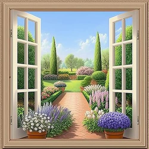 Bimkole DIY 5D Diamond Painting Zubehör Garten, Blumen Himmel Wolken Blumen Busch Diamant Malerei Kit Voll Runde Bohrer Malen nach Zahlen Malerei Stickerei Kreuzstich Diamond Dekoration, (30x30 cm) von Bimkole