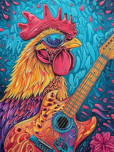 Bimkole DIY 5D Diamond Painting Zubehör Gitarrenschwanz, Tier Diamant Malerei Kit Voll Runde Bohrer Malen nach Zahlen Malerei Stickerei Kreuzstich Diamond Dekoration 30x40cm von Bimkole