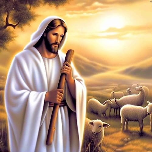 Bimkole DIY 5D Diamond Painting Zubehör Jesus, Schaf Diamant Malerei Kit Voll Runde Bohrer Malen nach Zahlen Malerei Stickerei Kreuzstich Diamond Dekoration 30X30 cm von Bimkole