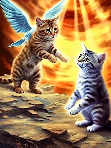 Bimkole DIY 5D Diamond Painting Zubehör Katze, Tierisches Licht Diamant Malerei Kit Voll Runde Bohrer Malen nach Zahlen Malerei Stickerei Kreuzstich Diamond Dekoration 30X40 cm von Bimkole