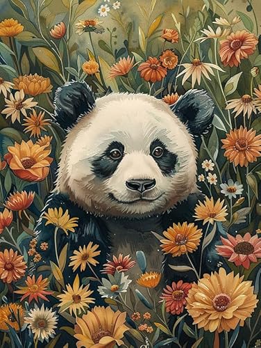 Bimkole DIY 5D Diamond Painting Zubehör Panda, Blumen Tier Diamant Malerei Kit Voll Runde Bohrer Malen nach Zahlen Malerei Stickerei Kreuzstich Diamond Dekoration 30x40cm von Bimkole