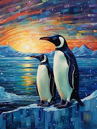 Bimkole DIY 5D Diamond Painting Zubehör Pinguin, Tier-Aurora Diamant Malerei Kit Voll Runde Bohrer Malen nach Zahlen Malerei Stickerei Kreuzstich Diamond Dekoration 30X40cm von Bimkole