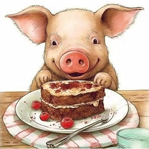 Bimkole DIY 5D Diamond Painting Zubehör Schwein-kuchen, Dessert Diamant Malerei Kit Voll Runde Bohrer Malen nach Zahlen Malerei Stickerei Kreuzstich Diamond Dekoration, (40x40 cm) von Bimkole