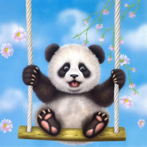 Bimkole DIY 5D Diamond Painting Zubehör Schwingender Panda, Tiere Diamant Malerei Kit Voll Runde Bohrer Malen nach Zahlen Malerei Stickerei Kreuzstich Diamond Dekoration 30X30 cm von Bimkole