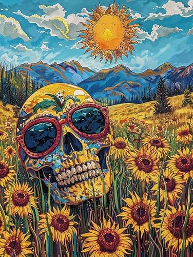 Bimkole DIY 5D Diamond Painting Zubehör Skelett, Sonnen Blume Diamant Malerei Kit Voll Runde Bohrer Malen nach Zahlen Malerei Stickerei Kreuzstich Diamond Dekoration 30x40cm Bimkole DIY 5D Diamond Painting Zubehör Skelett, Sonnen Blume Diamant Malerei Kit Voll Runde Bohrer Malen nach Zahlen Malerei Stickerei Kreuzstich Diamond Dekoration 30x40cm von Bimkole