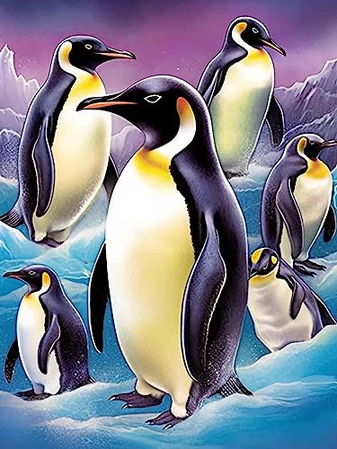 Bimkole DIY 5D Diamond Painting Zubehör Winterpinguin, Tier Diamant Malerei Kit Voll Runde Bohrer Malen nach Zahlen Malerei Stickerei Kreuzstich Diamond Dekoration 30X40 cm von Bimkole