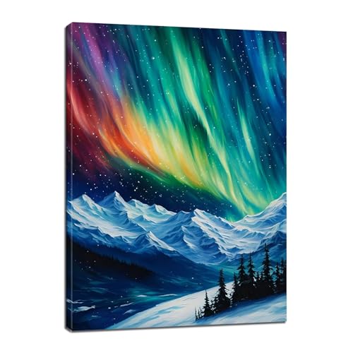 Aurora Malen Nach Zahlen Erwachsene, Malen Nach Zahlen Berg Paint by Numbers Anfänger, DIY Handgemalt Leinwand Ölgemälde Kit mit Pinseln und Acrylpigment, Ohne Rahmen, Zimmer Deko 40x60 Zoll BJ-678 von Binaoung