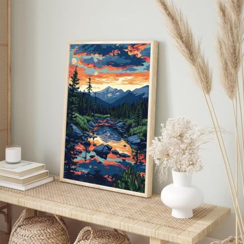 Diamond Painting Berg Diamond Painting Erwachsene, Stein Diamant Painting Bilder Kinder, DIY Diamant Painting Crystal Art Mosaikherstellung Bastelset, für Wohnzimmer Halloween Deko 40x50cm BJ-370 von Binaoung