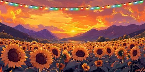 Diamond Painting Erwachsene,5D Diamond Painting Sonnenuntergang Diamond Painting Kinder,100x200cm Diamant Painting Bilder Sonnenblume,DIY Diamanten Malerei Kreuzstich Mosaik Bastelset,Wanddeko B1-77 von Binaoung